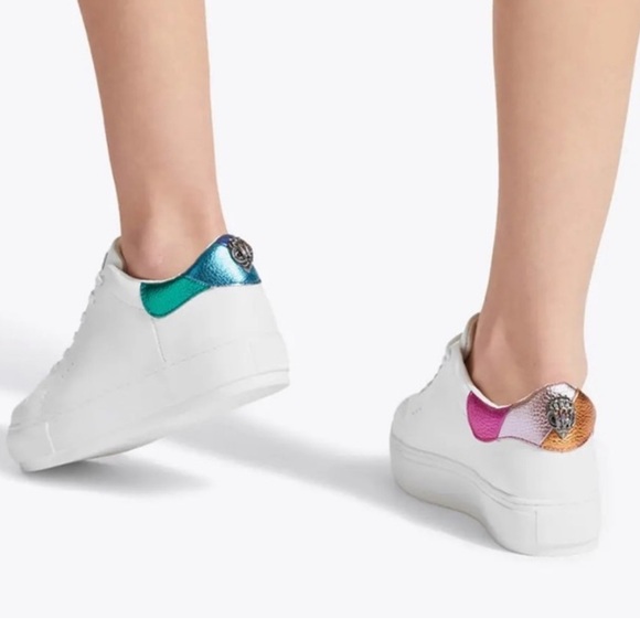KURT GEIGER LONDON size 42  USA 10 Women's White Sneakers with Rainbow Accents - Picture 1 of 15